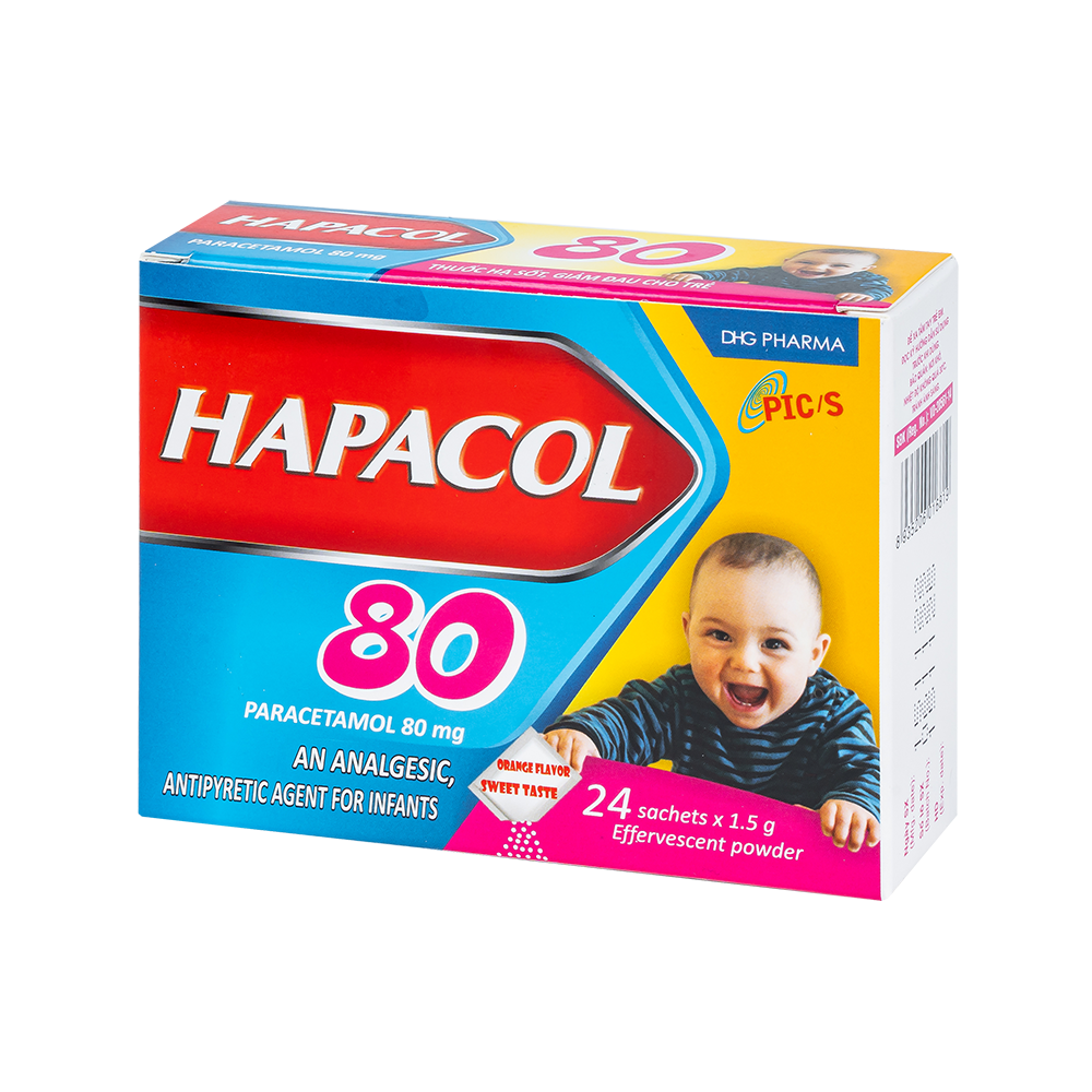 Hapacol 80 Hộp 24 gói x 1,5 g DHG