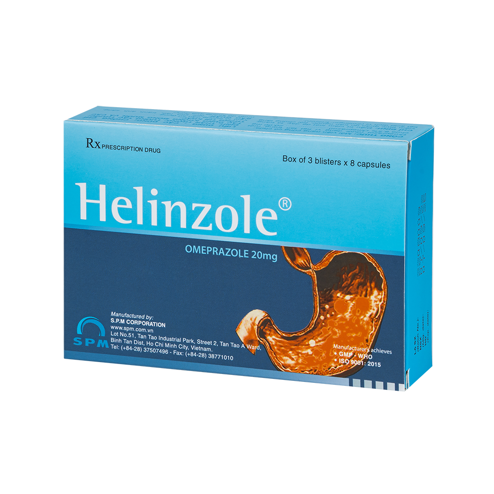 Helinzole Hộp 3 vỉ x 8 viên SPM