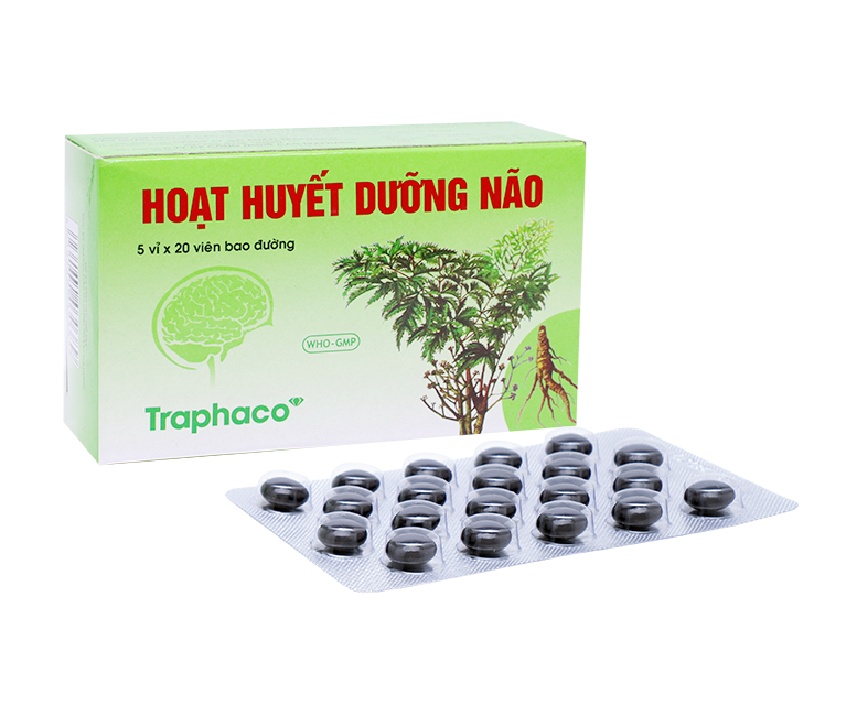 Hoạt huyết dưỡng não 5 vỉ bao đường Traphaco