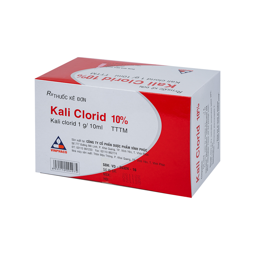 Kali clorid 1g/10ml Hộp 50 ống VINPHACO