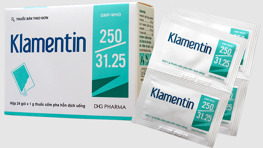 Klamentin 250/31.25 Hộp 24 gói x 1g DHG