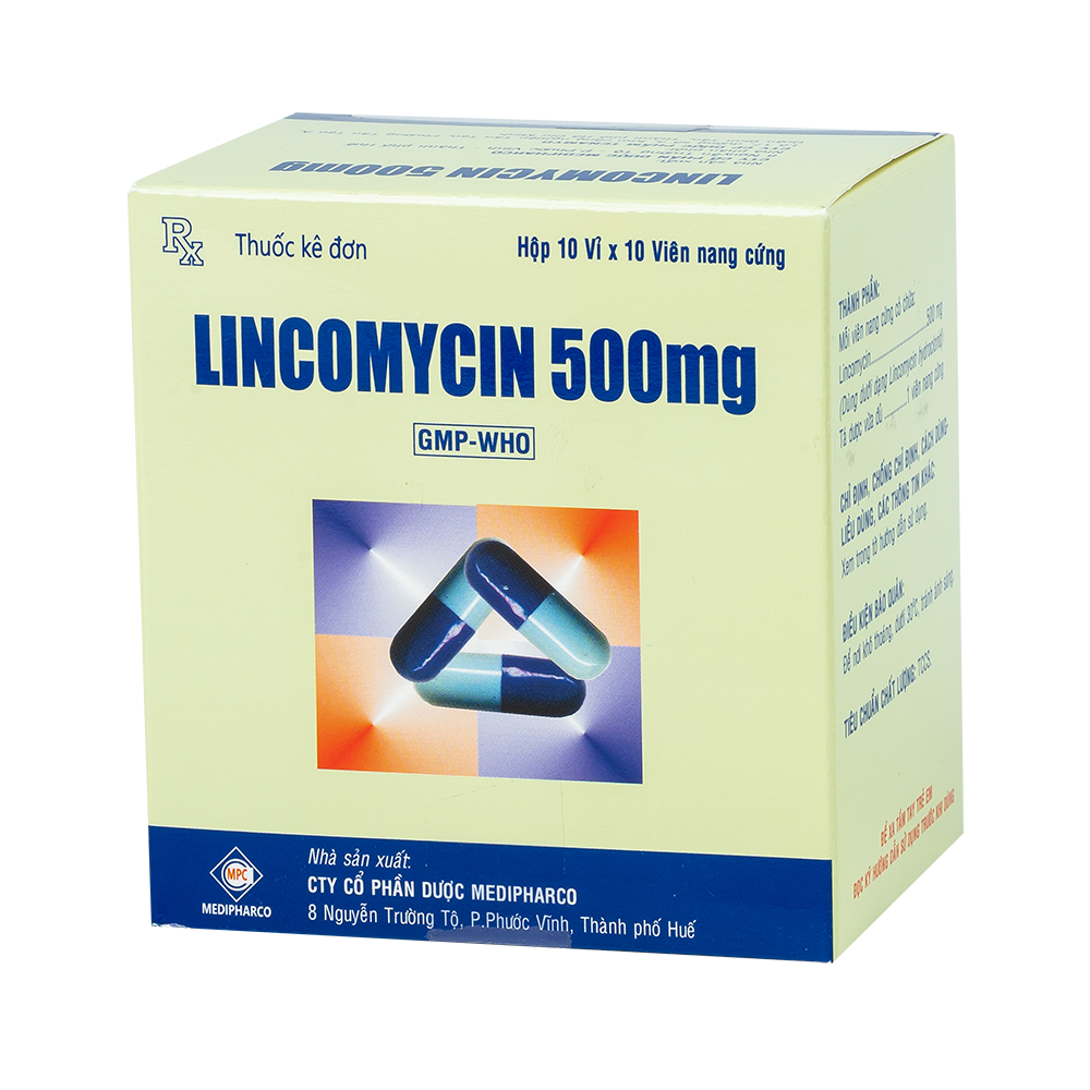 Lincomycin 500mg Hộp 10 vỉ x 10 viên nang Medipharco