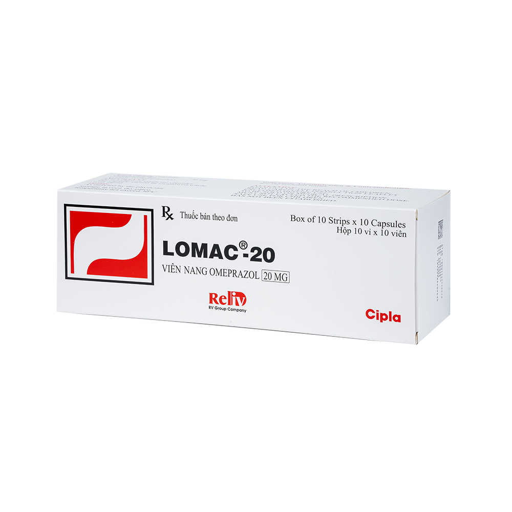 LOMAC 20mg viên nang Omeprazol Hộp 10 vỉ x 10 viên CIPLA