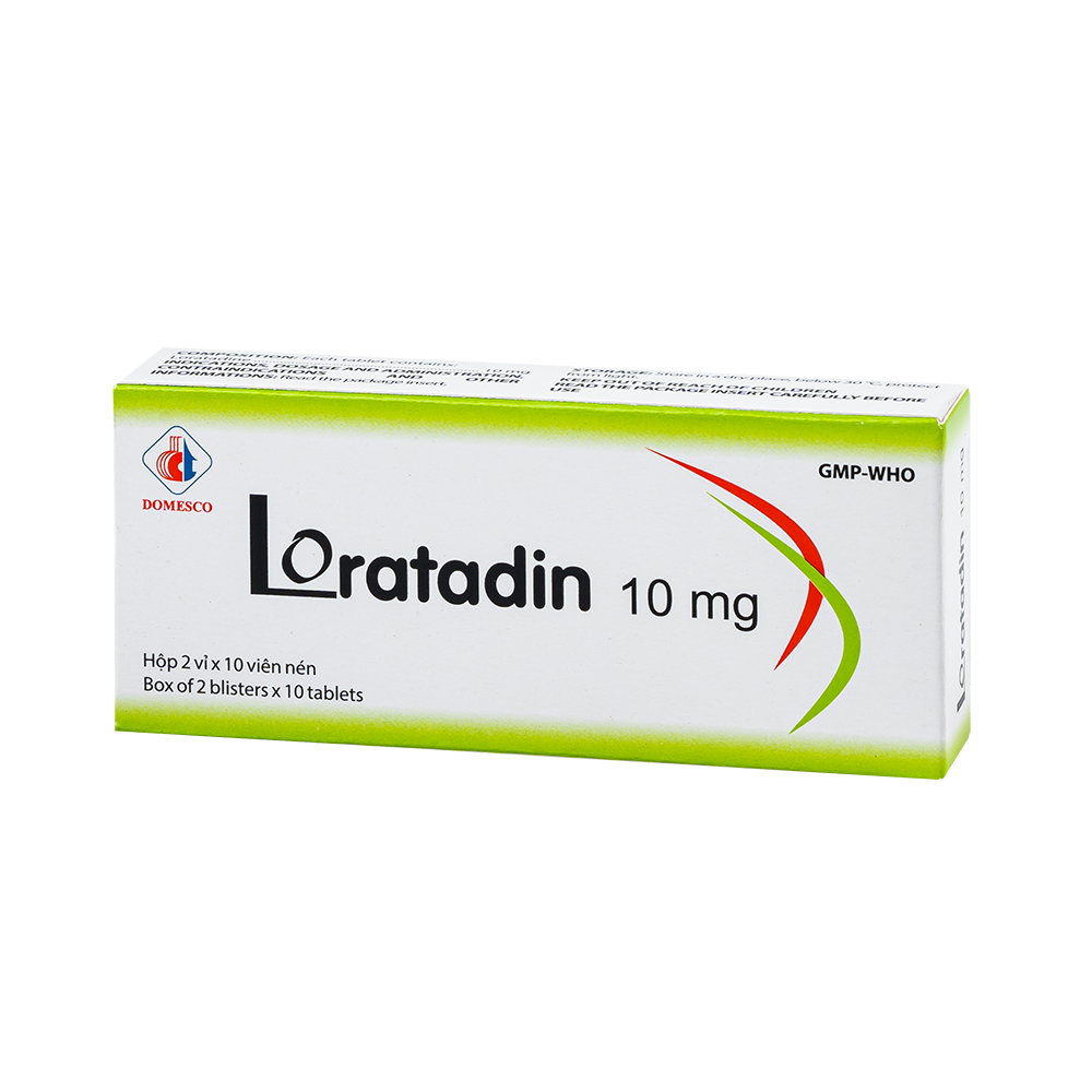 Loratadin 10 mg Hộp 2 vỉ x 10 viên Domesco