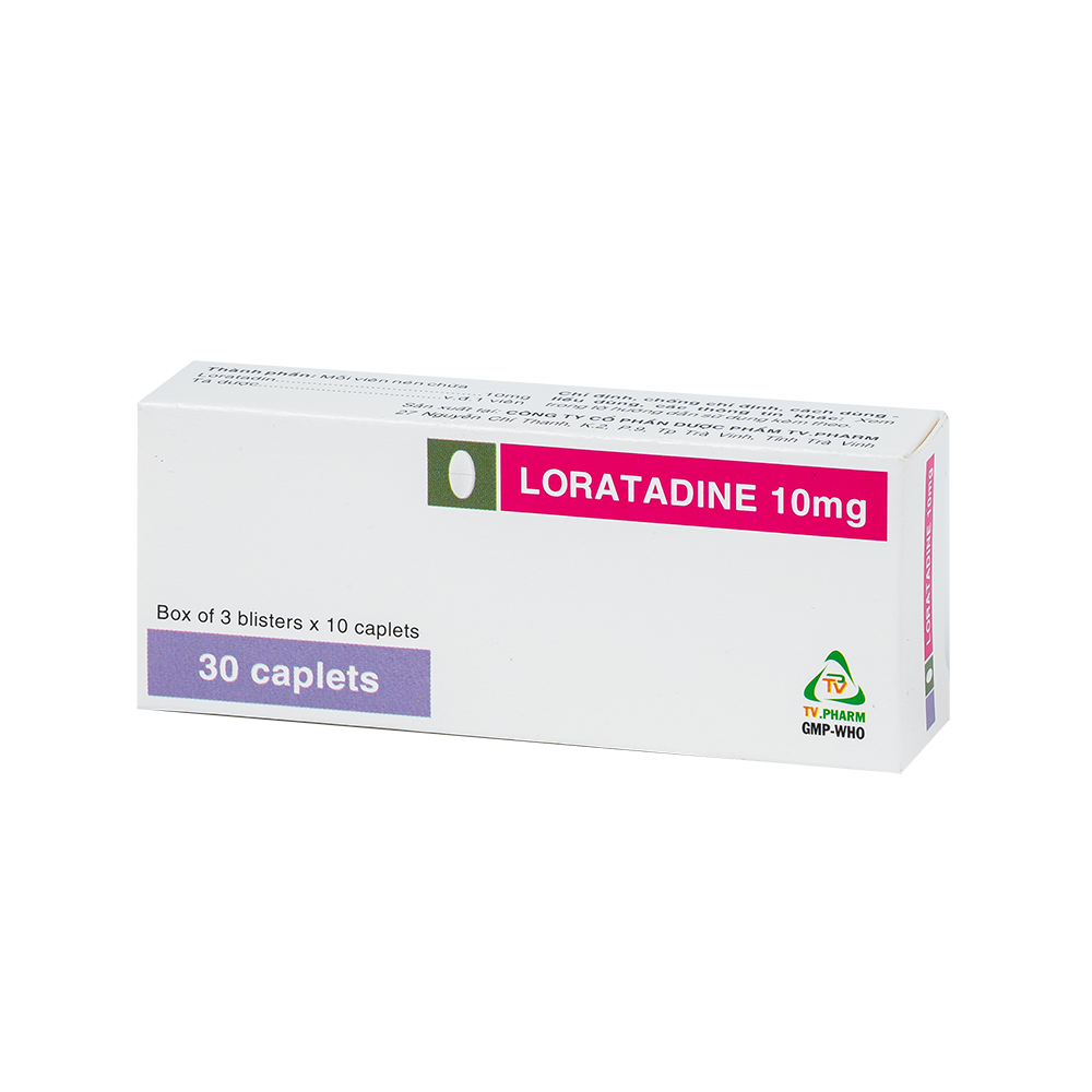 Loratadine 10mg Hộp 3 vỉ x 10 viên TV.Pharm