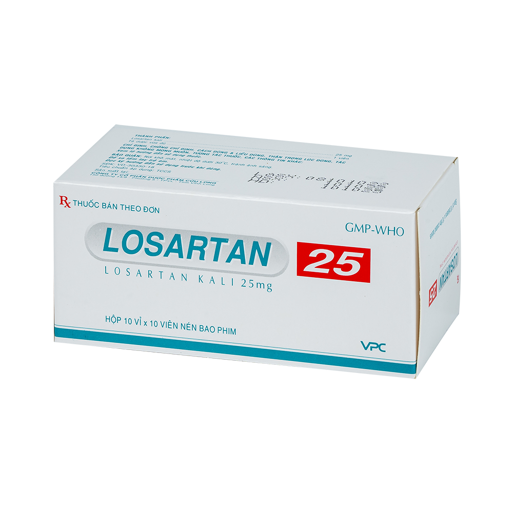 LOSARTAN 25 Hộp 10 vỉ x 10 viên Dược Cửu Long