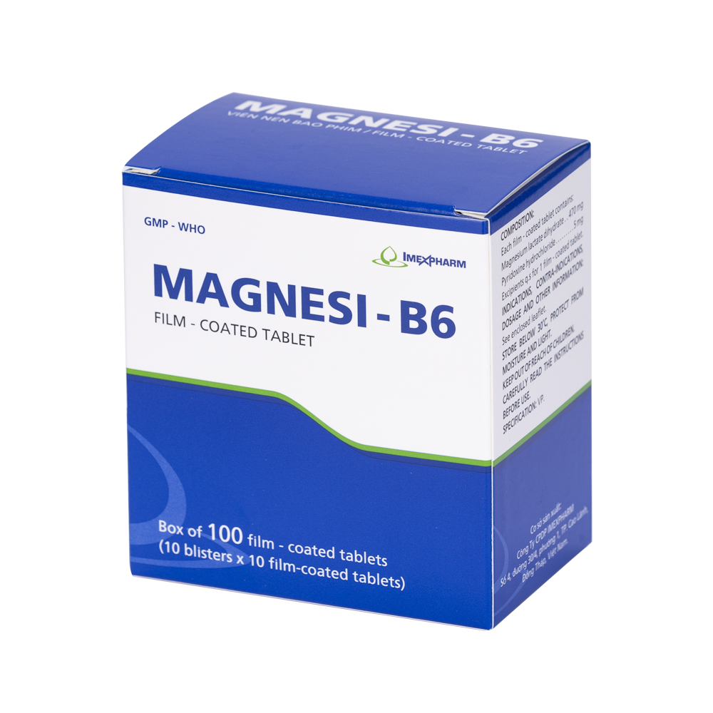 Magnesi-B6 Hộp 10 vỉ x 10 viên Imexpharm