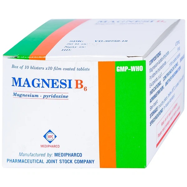 Magnesi B6 Hộp x 10 vỉ x10VBP