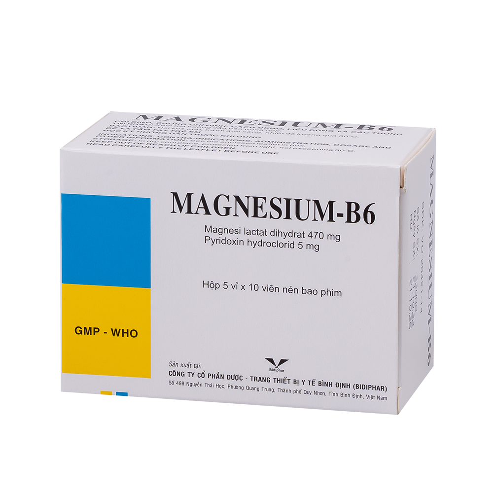 Magnesium - B6 H/50 Hộp 5 Vỉ x 10 Viên Bidiphar