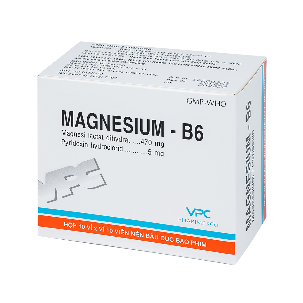 MAGNESIUM-B6 Hộp 10 vỉ x 10 viên Dược Cửu Long
