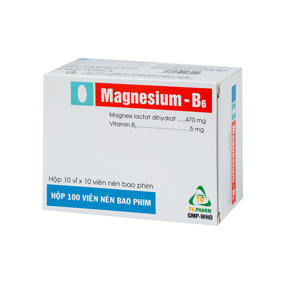 Magnesium - B6 Hộp 10 vỉ x 10 viên TV.Pharm