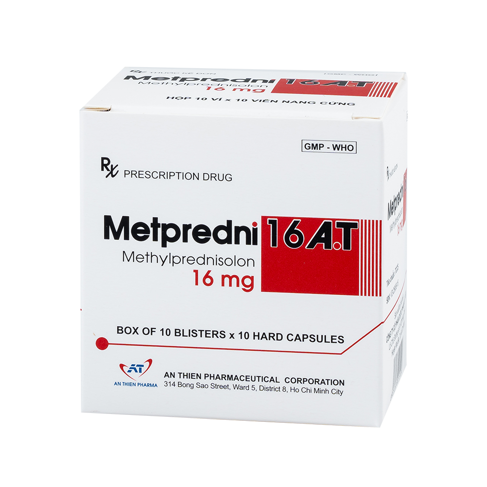 METPREDNI 16 A.T Hộp 10 vỉ x 10 viên. An Thiên