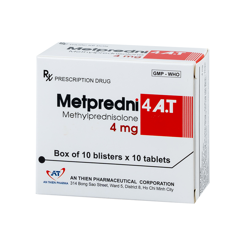 METPREDNI 4 A.T Hộp 10 vỉ x 10 viên An Thiên
