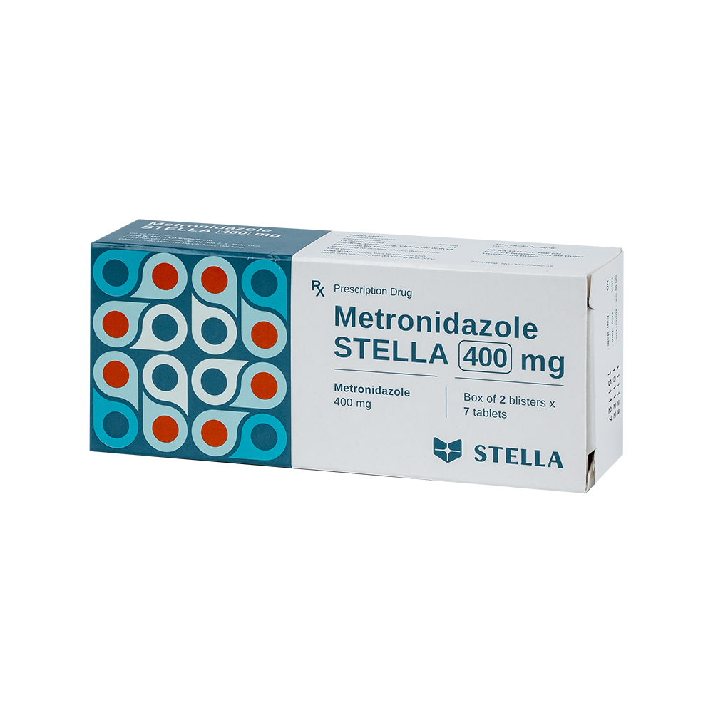 Metronidazole Stella 400 Hộp 2 vỉ x 7 viên Stella