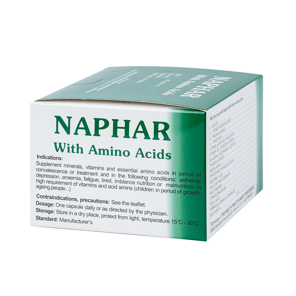 Naphar with amino acids (Thùng x 18 hộp x 10 vỉ x 15 viên)