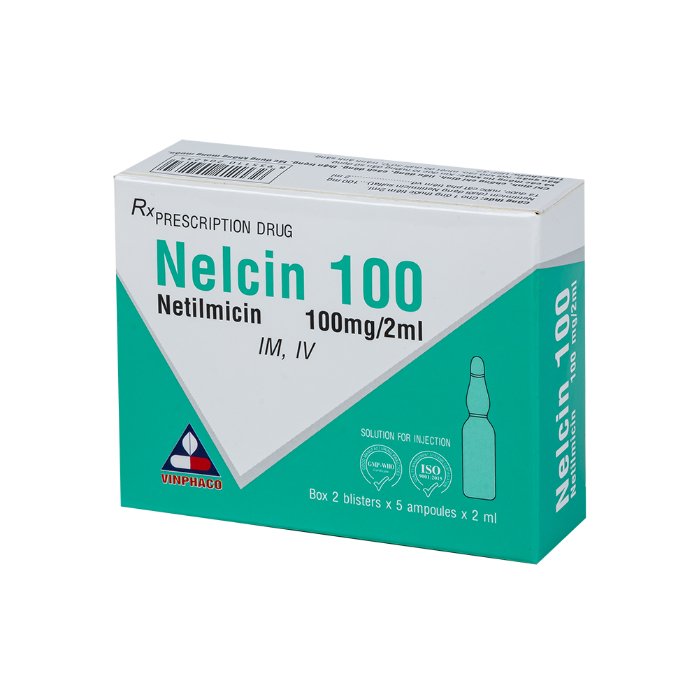 Nelcin 100 (Netilmicin 100mg/2ml) Hộp 2 vỉ x 5 ống -VINPHACO