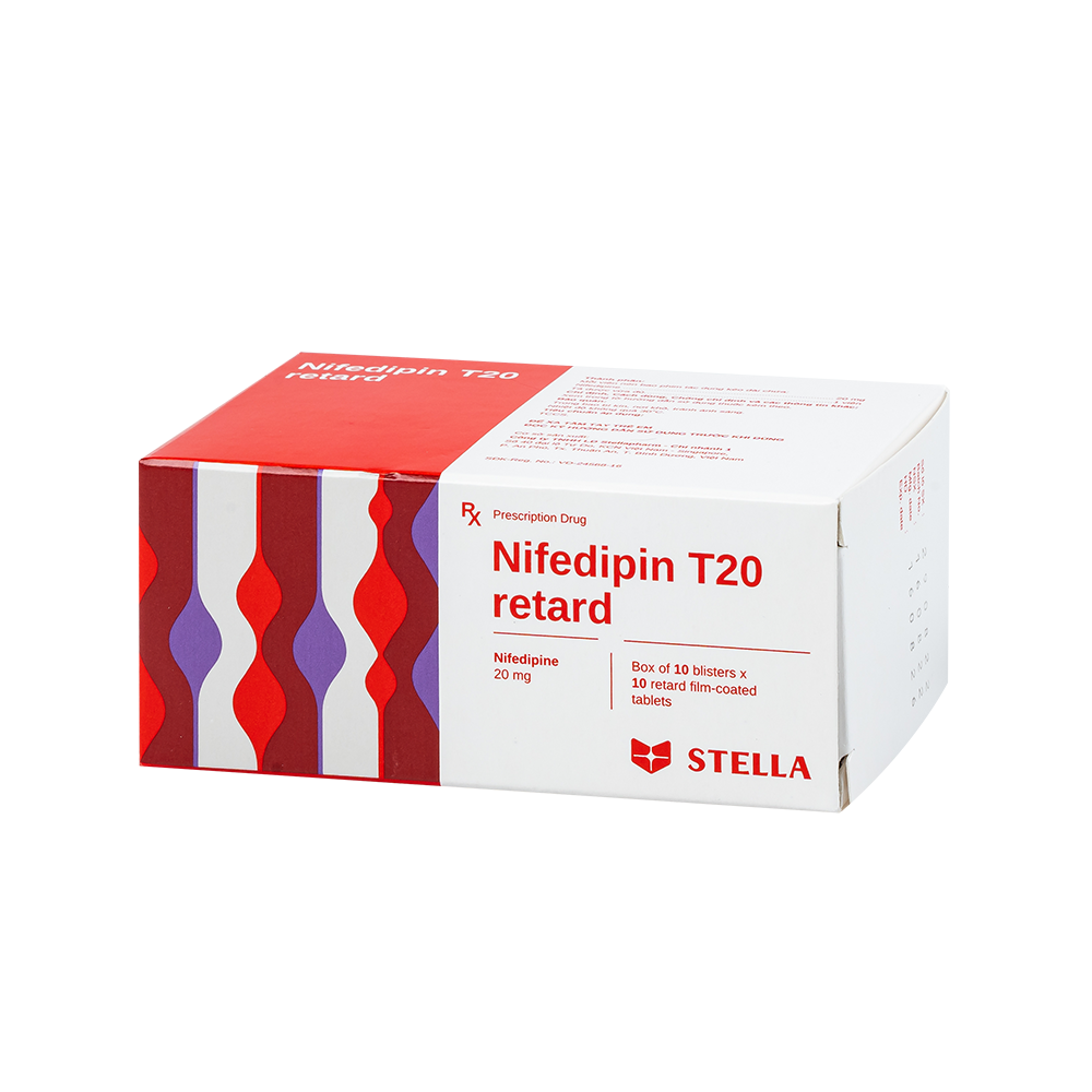 Nifedipin T20 retard  Hộp/100viên Stella