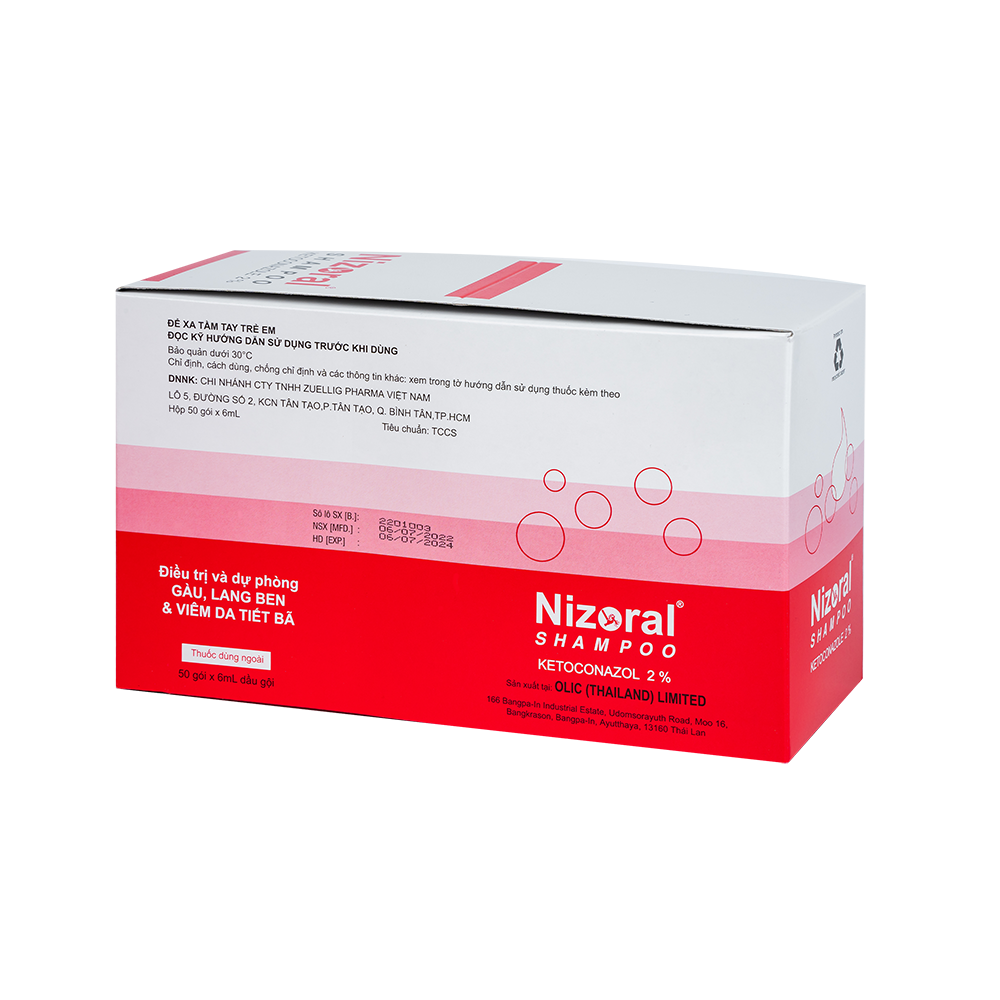 NIZORAL SHAMPOO 20MG/G 6ML X 50'S 50 gói/ hộp Alliance Pharma