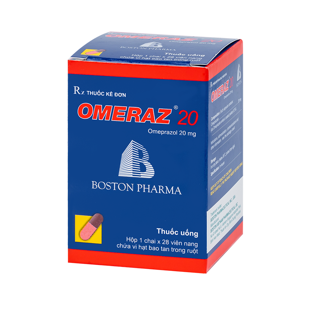 OMERAZ 20 Hộp 1 chai x 28 viên nang chứa vi hạt bao tan trong ruột Boston