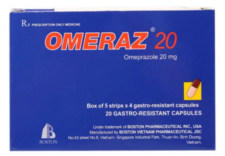 OMERAZ 20 Hộp 5 vỉ x 4 viên nang chứa vi hạt bao tan trong ruột