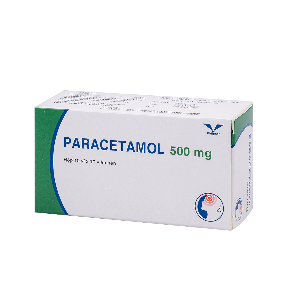 Paracetamol 500mg H/100 Hộp 10 Vỉ x 10 Viên Bidiphar