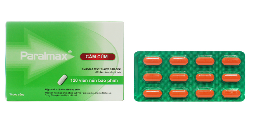 PARALMAX CẢM CÚM Hộp 10 vỉ x 12 viên nén bao phim Boston