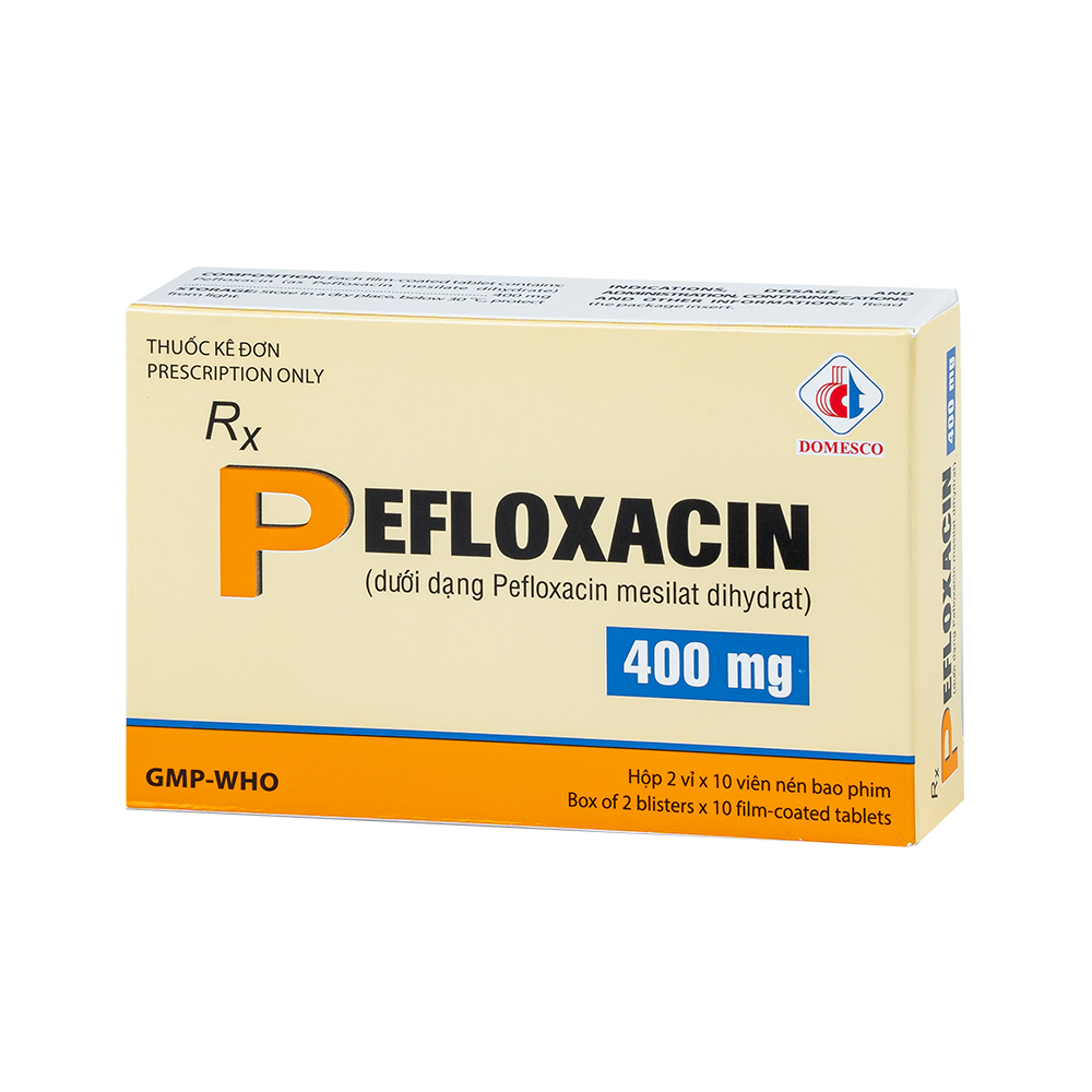 Pefloxacin 400 mg Hộp 2 vỉ x 10 viên Domesco