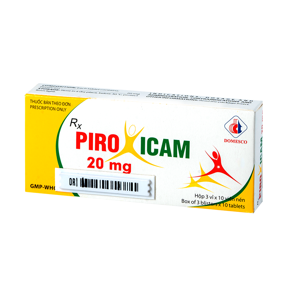 Piroxicam 20 mg Hộp 3 vỉ x 10 viên Domesco