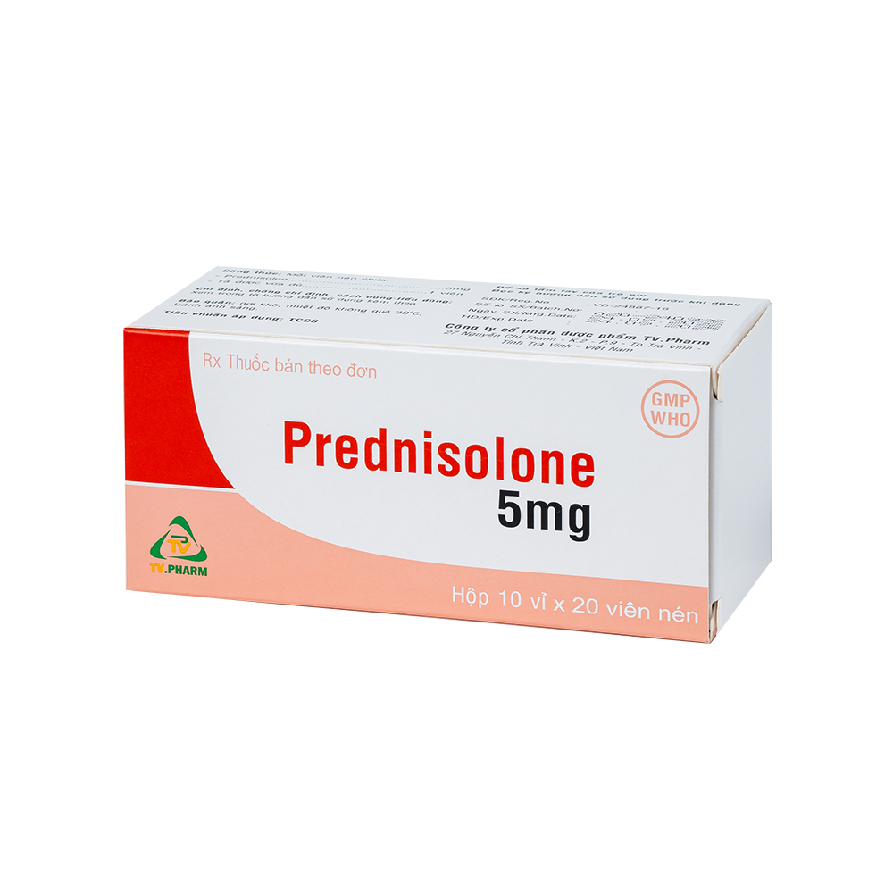Prednisolone 5mg Hộp 10 vỉ x 20 viên TV.Pharm
