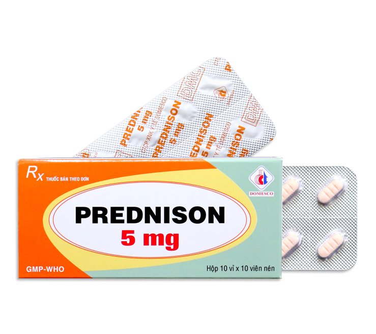 Prednison 5 mg Hộp 10 vỉ x 10 viên Domesco