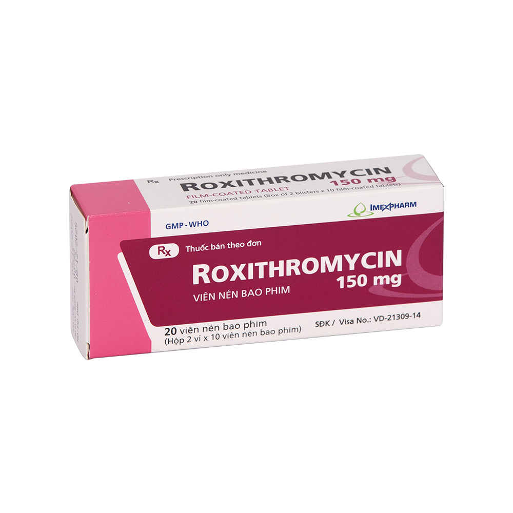 Roxithromycin 150 mg Hộp 2 vỉ x 10 viên Imexpharm
