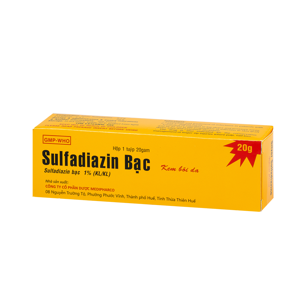 Sulfadiazin Bạc 20g Hộp 1 tuýp 20g Medipharco