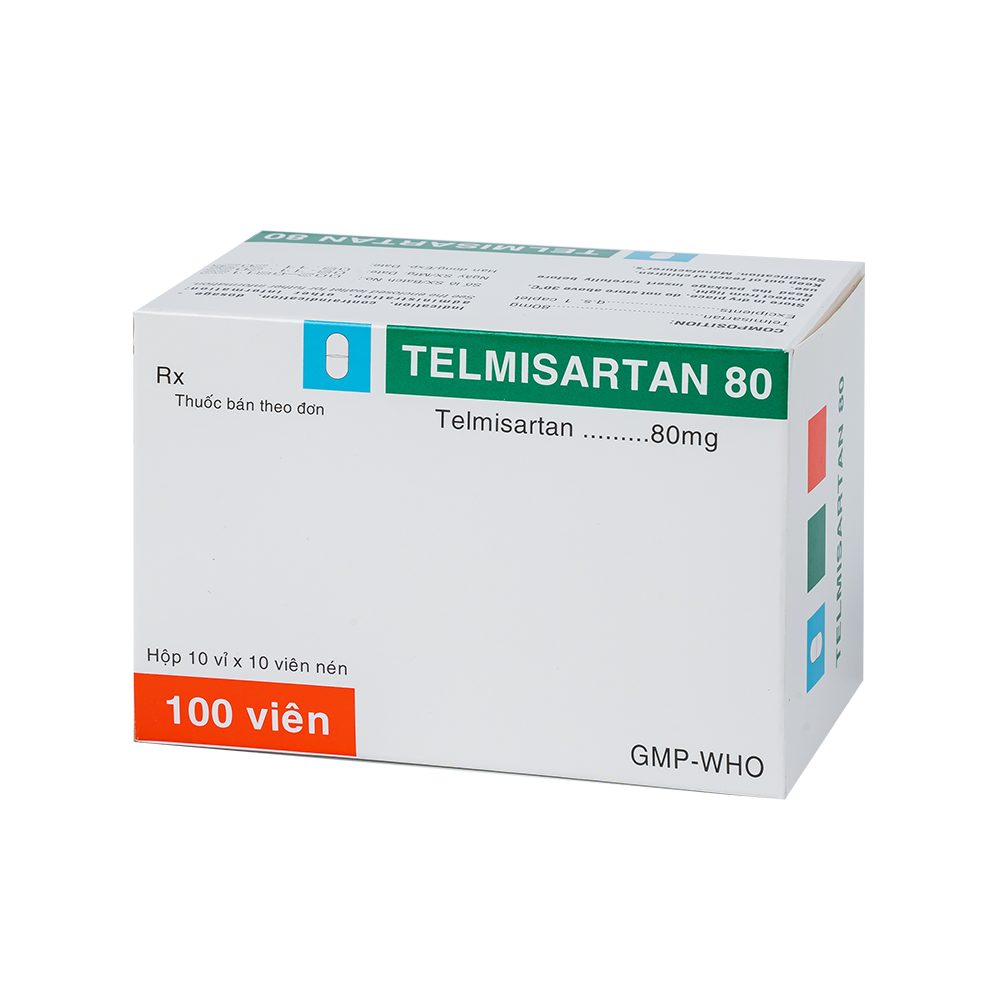 Telmisartan 80 mg Hộp 10 vỉ x 10 viên TV.Pharm