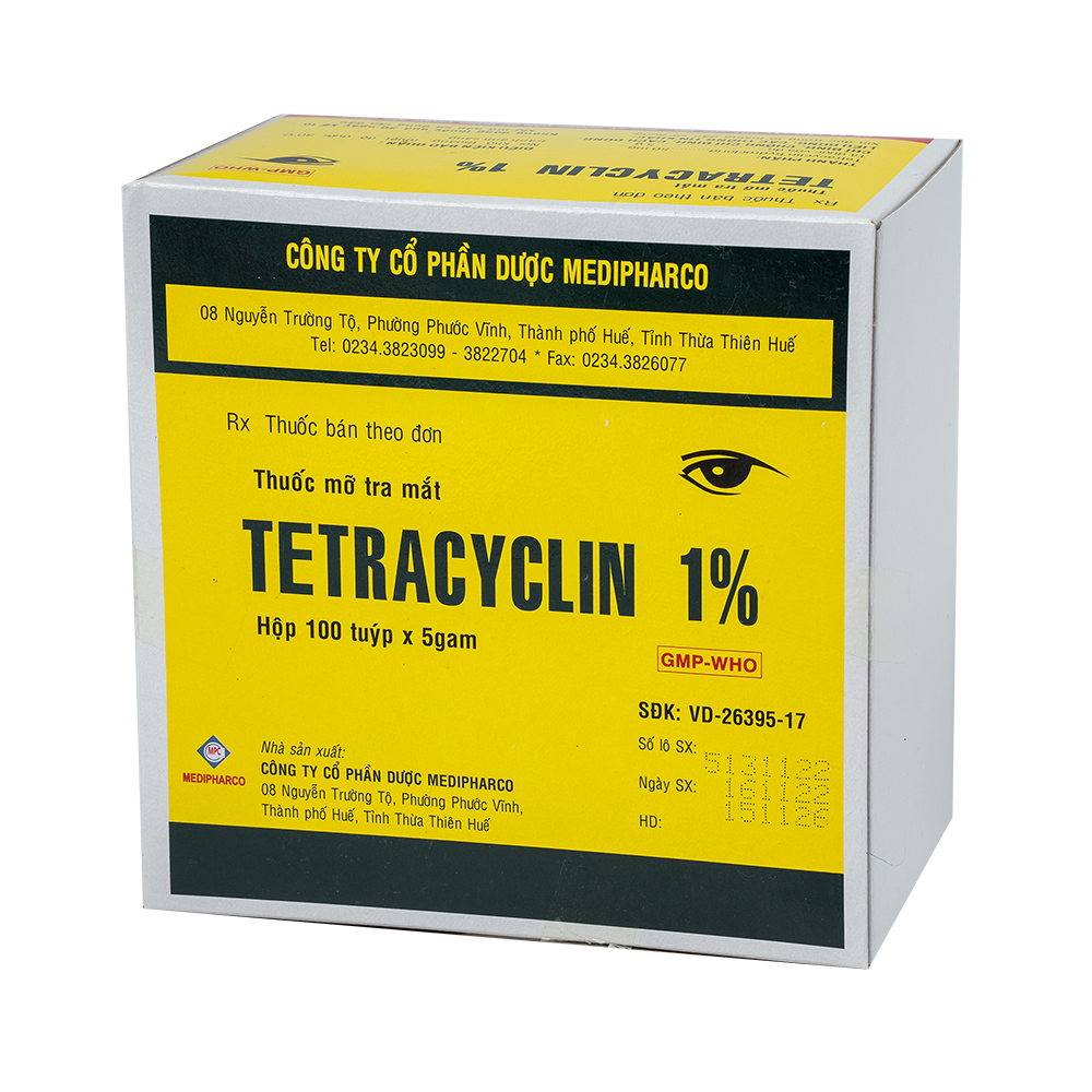 Tetracyclin 1% 5g  Hộp 100 tuýp 5g Medipharco