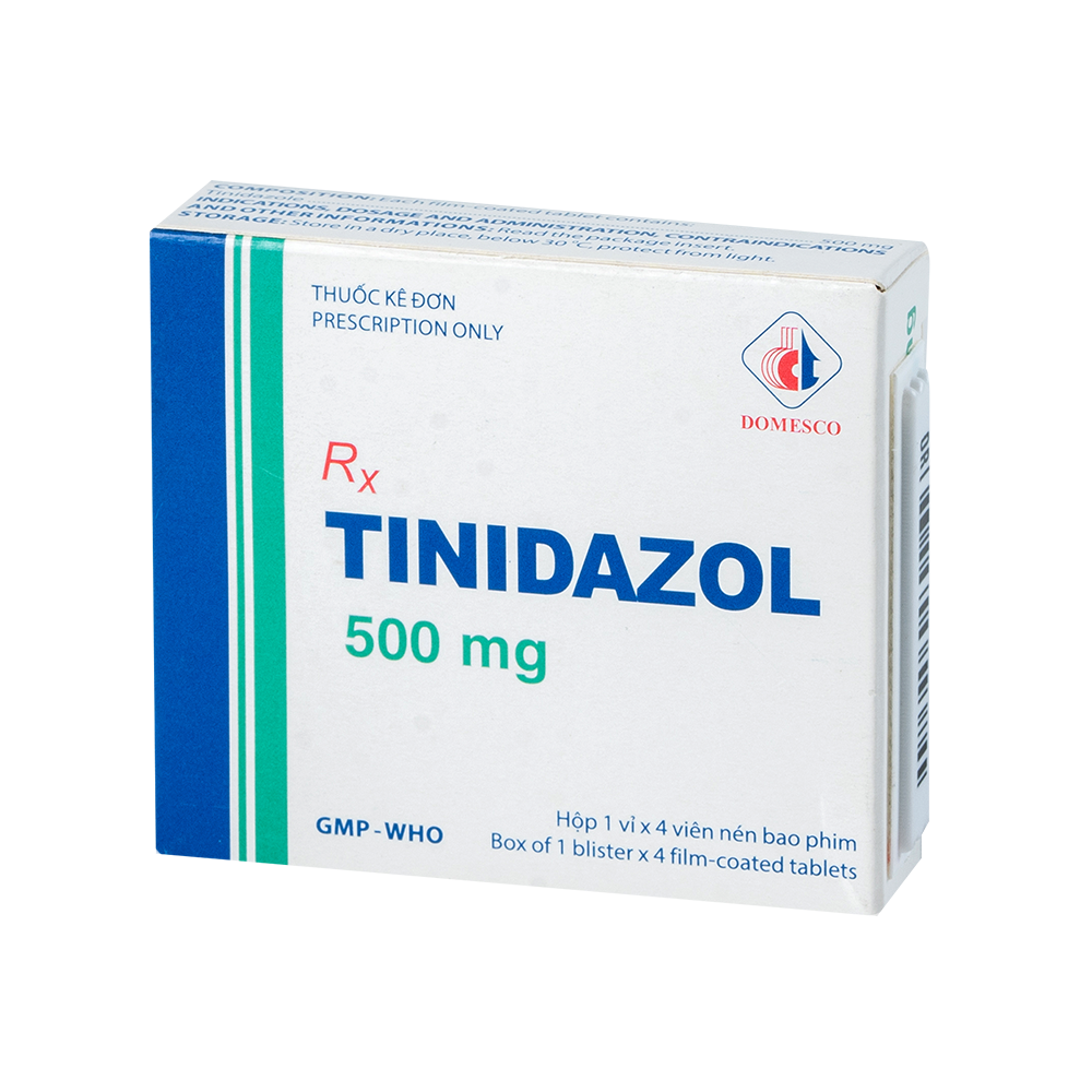 Tinidazol 500 mg Hộp 1 vỉ x 4 viên Domesco