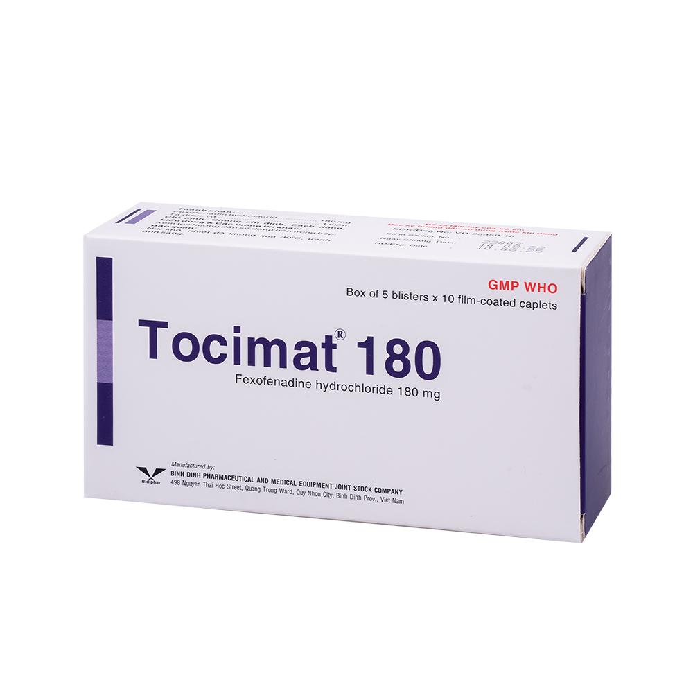 Tocimat 180 H/50 Hộp 5 Vỉ x 10 Viên Bidiphar