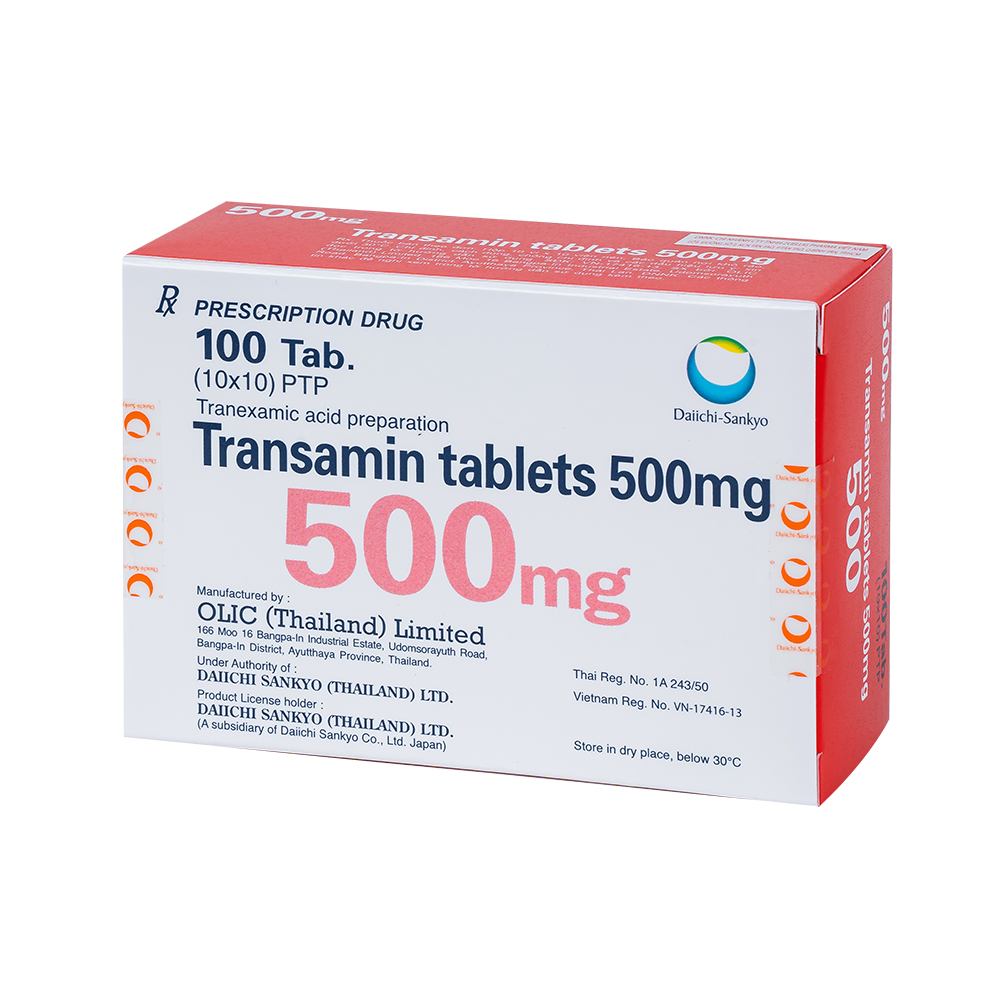 TRANSAMIN TABLETS 500MG Hộp 10 vỉ x 10 viên Daiichi Sankyo