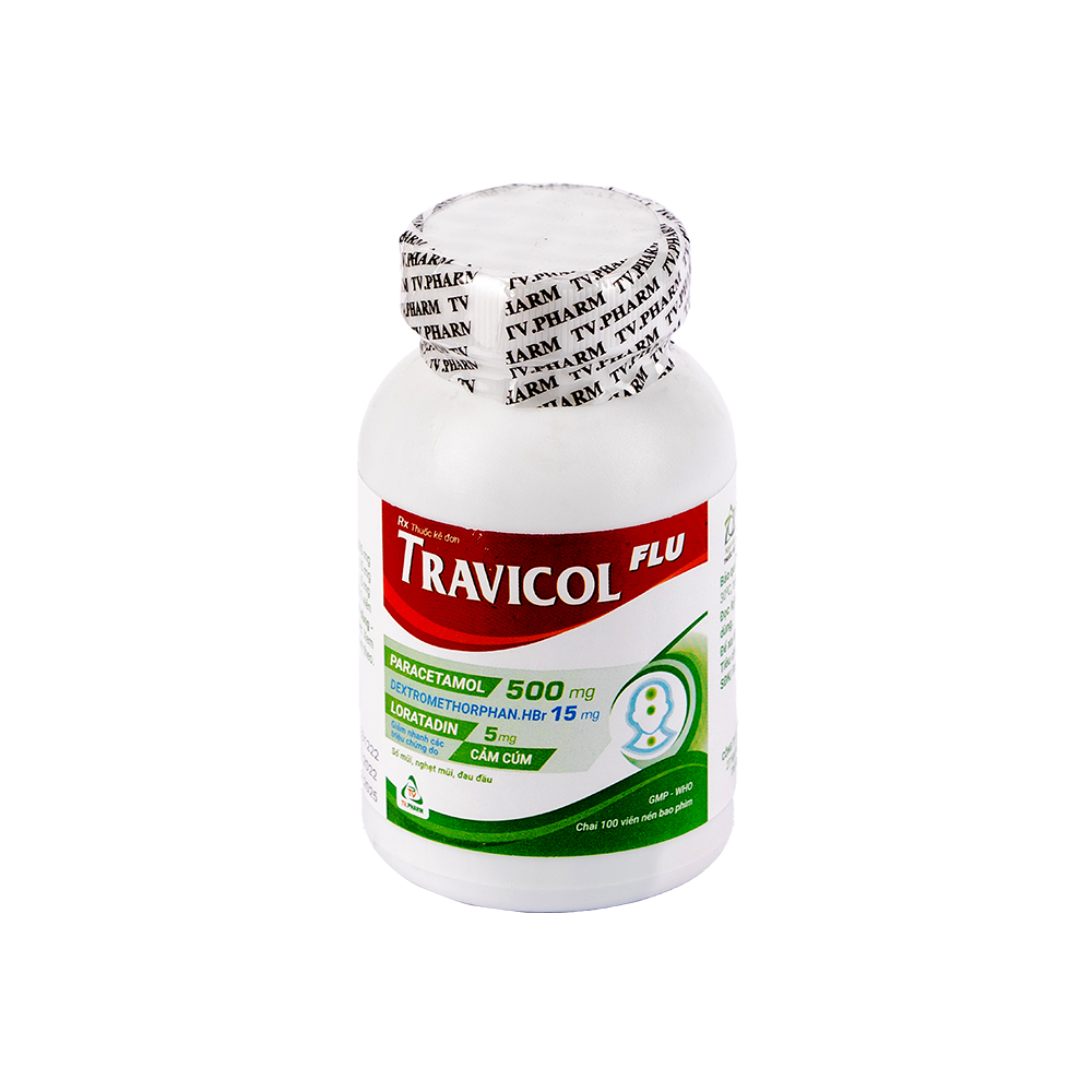 Travicol Flu C/100 Chai 100 viên TVPharma