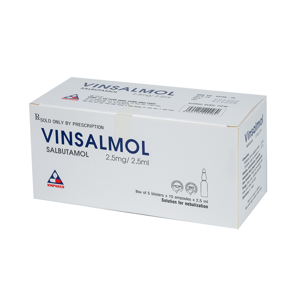 VINSALMOL (DD khí dung) Hộp 5 vỉ x 10 ống  VINPHACO