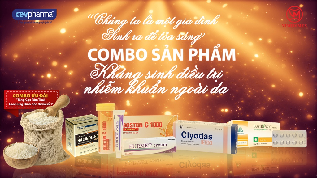 Combo Kháng sinh điều trị nhiễm khuẩn ngoài da