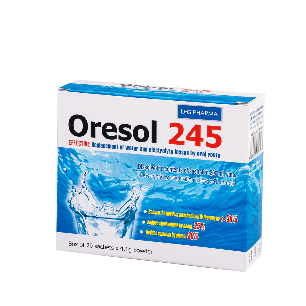 Oresol 245 Hộp 20 gói x 4,1 g DHG | CEVPharma GHCH Kim cương - Vimedimex