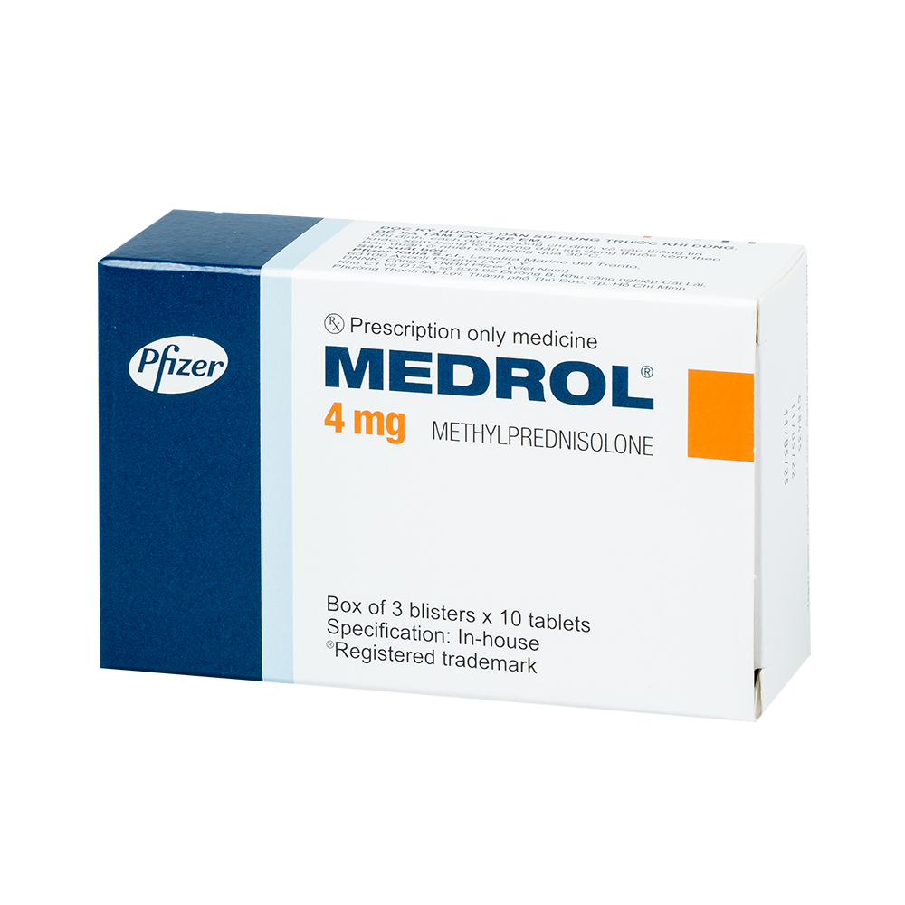 Medrol 4mg Hộp 3 vỉ x 10 viên Pfizer | CEVPharma GHCH Kim cương - Vimedimex