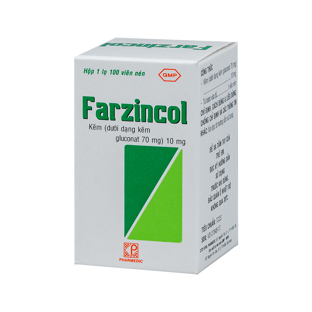 FARZINCOL 10mg * Hộp 1 lọ 100 viên